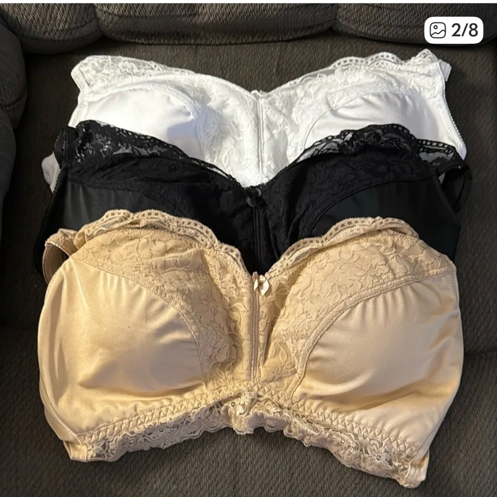 NWT Rhonda Shear XL Pin Up Bra Set Beige,Black,White Lace Longline - Picture 2 of 7